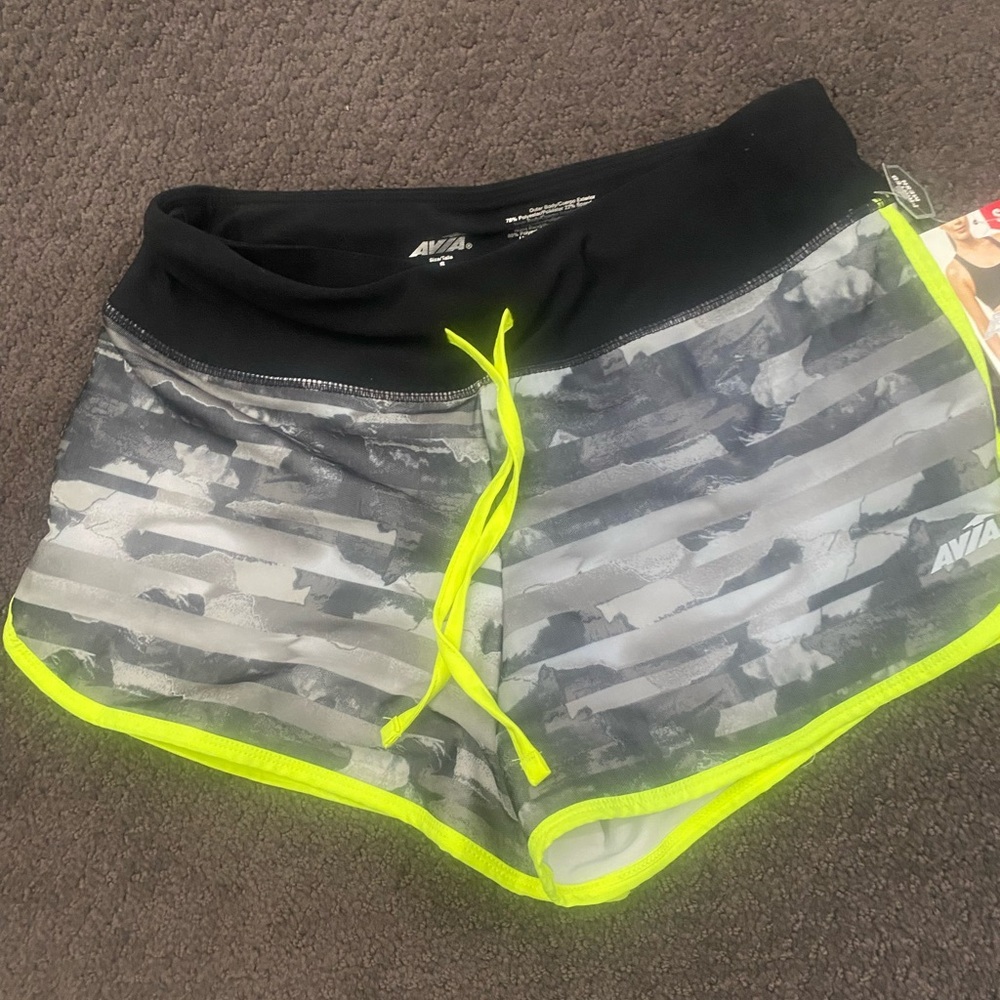 Avia Women's Gray and Yellow Athletic Shorts